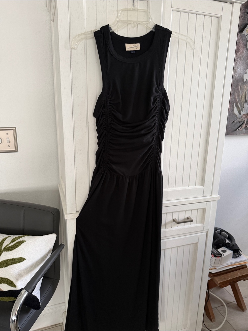 Universal Thread Black Sleeveless Ruched Maxi Dress
